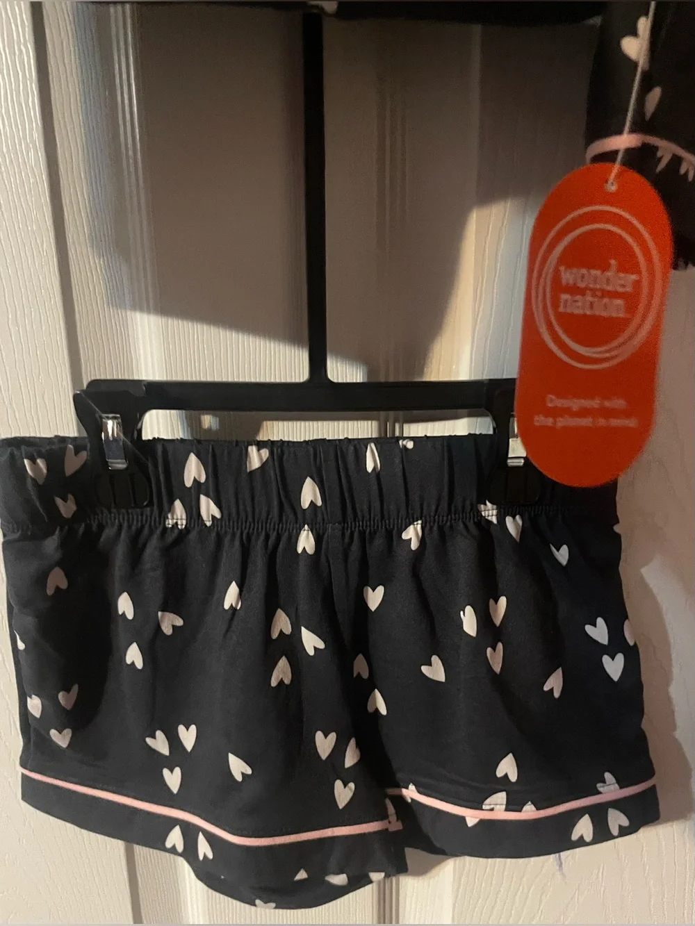 Wonder Nation Girls Heart Print 3 Pc Pajama Set Sleep Mask XS 4/5 NWT